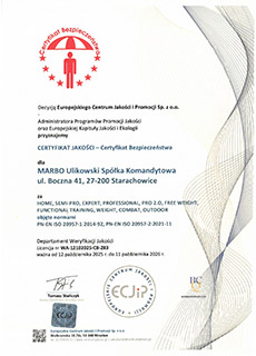 Certyfikat Bezpieczeństwa Sprzęt do siłowni