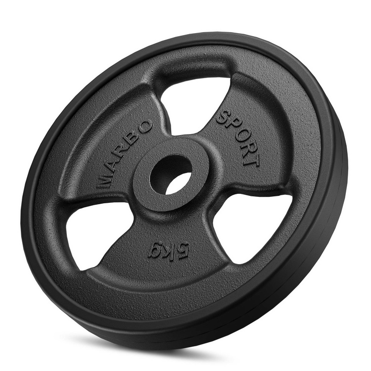Ensemble de poids en fonte caoutchoutés Tri-grip ø30 / 31 mm | 29 kg / 2 x 5 kg + 6 x 2,5 kg + 4 x 1 kg - Marbo Sport