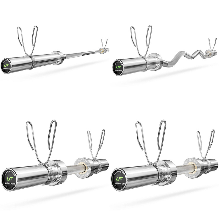 Set 65 kg | Barre d'haltère olympique 180 cm + barre d'haltère incurvée 120 cm + 2x barre d'haltère 50 cm + poids en fonte olympiques 2x5kg, 6x2,5kg, 4x1,25kg - Marbo Sport