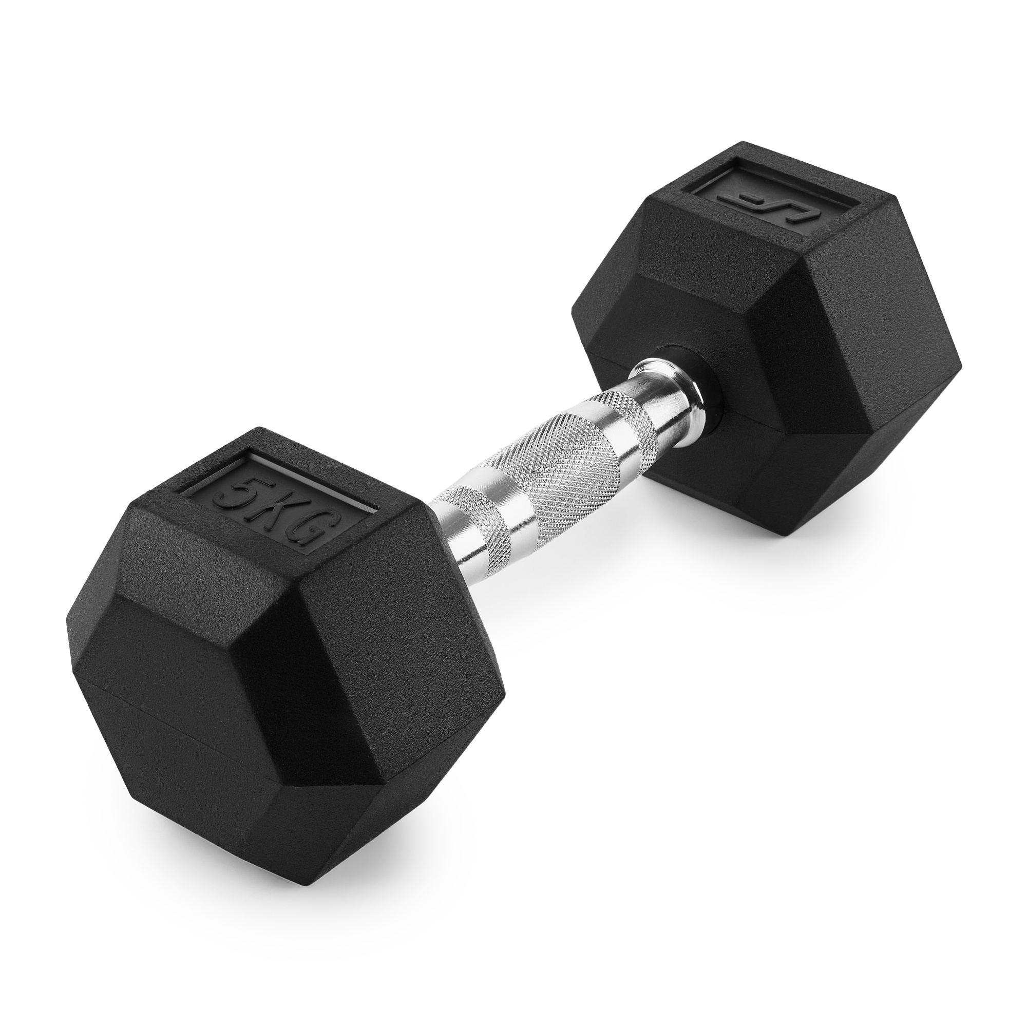 Haltère hexagonale en fonte caoutchoutée