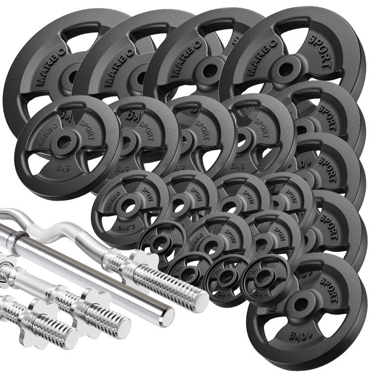 Kit de barres d’haltères renforcées et de disques pour la musculation de 172 kg