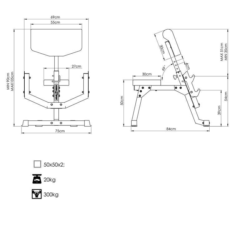 Banc Scott Pupitre à Biceps avec Support MS-L107 2.0 - Marbo Sport