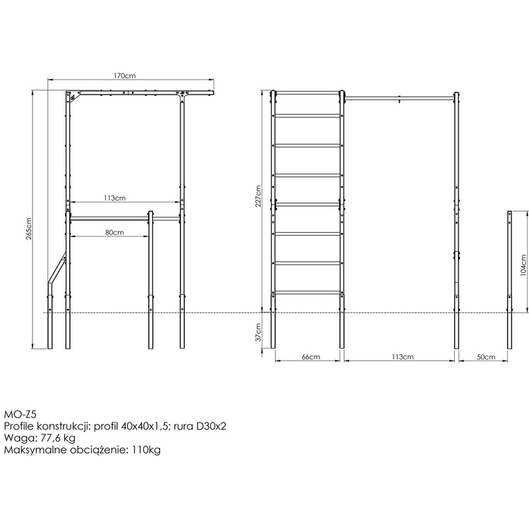 Espalier Barre de Traction et Dips Longues Extérieure MO-Z5 - Marbo Sport