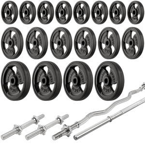 Ensemble MH24_156KG_KIER_G | Banc de musculation MH-L115 + supports multiniveaux MH-S204 + kit de barres d'haltères renforcées et de disques caoutchoutés pour la musculation de 113 kg - Marbo Sport