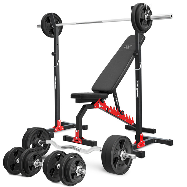 Ensemble MH7 | Banc de musculation MH-L114 + supports pour barres MH-S201 - Marbo Sport