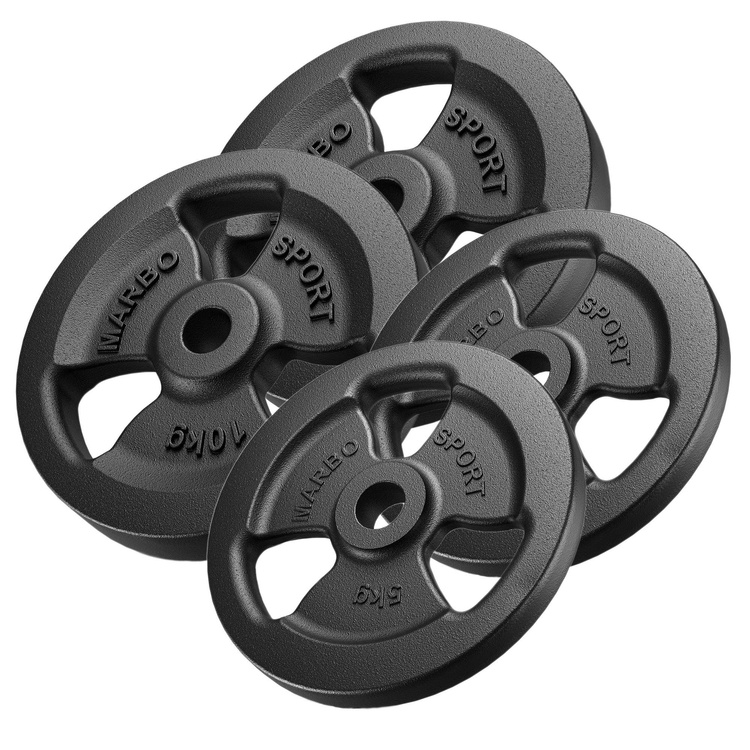 Ensemble de poids en fonte Tri-grip ø30 / 31 mm | 30 kg / 2 x 10 kg + 2 x 5 kg - Marbo Sport