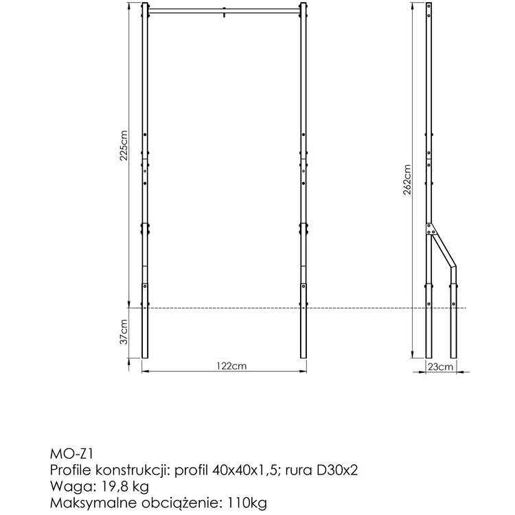 Barre de Traction Extérieure avec Support Sac MO-Z1 - Marbo Sport