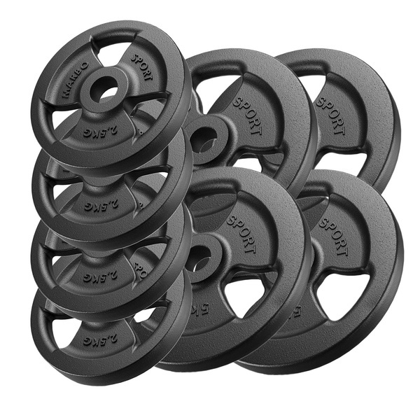 Ensemble de poids en fonte Tri-grip ø30 / 31 mm | 30 kg / 4 x 5 kg + 4 x 2,5 kg - Marbo Sport