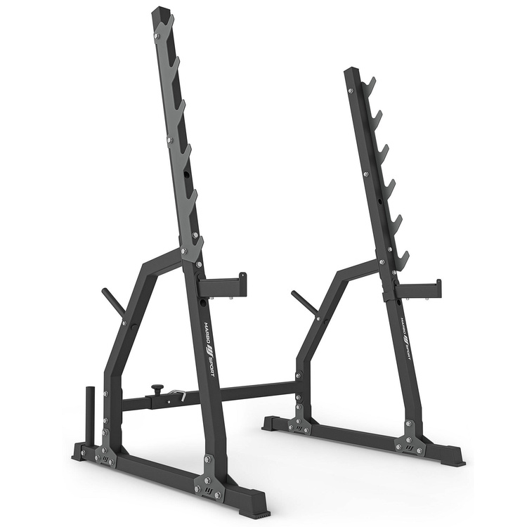 Set MS3_2.0_113KG_G | banc double face + supports de gymnastique avec baudrier et écartement réglable + kit de barres d'haltères renforcées et de disques caoutchoutés pour la musculation de 113 kg - Marbo Sport