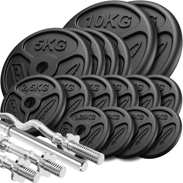 Kit de barres d’haltères renforcées et de disques 83 kg SLIM