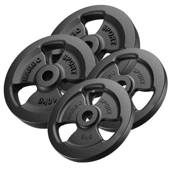 Ensemble de poids en fonte Tri-grip ø30 / 31 mm | 30 kg / 2 x 10 kg + 2 x 5 kg - Marbo Sport