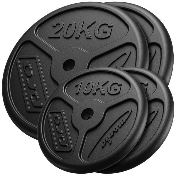 Ensemble de poids en fonte Slim ø30 / 31 mm | 60 kg / 2 x 20 kg + 2 x 10 kg - Marbo Sport