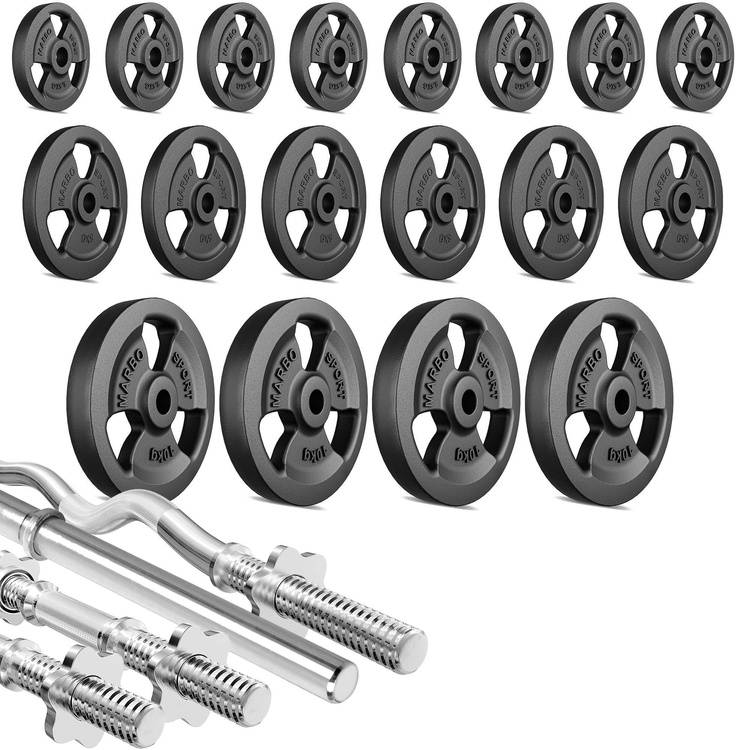 Kit de barres d’haltères renforcées et de disques pour la musculation de 113 kg