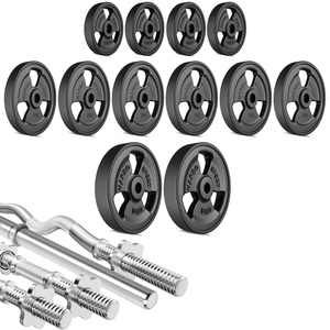Kit de barres d'haltères renforcées et de disques caoutchoutés pour la musculation de 83 kg