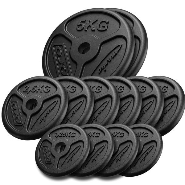 Ensemble de poids en fonte Slim ø30 / 31 mm | 30 kg / 4 x 1,25 kg, 6 x 2,5 kg, 2 x 5 kg - Marbo Sport