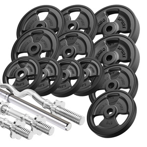 Kit de barres d'haltères renforcées et de disques caoutchoutés pour la musculation de 83 kg