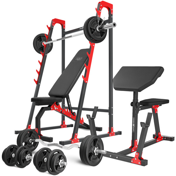 Ensemble MH10 | Banc de musculation MH-L114 + supports multiniveaux MH-S204 + banc à biceps MH-L105 - Marbo Sport