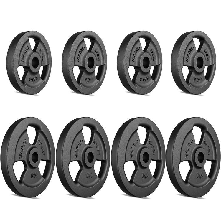 Ensemble de poids en fonte Tri-grip ø30 / 31 mm | 30 kg / 4 x 5 kg + 4 x 2,5 kg - Marbo Sport