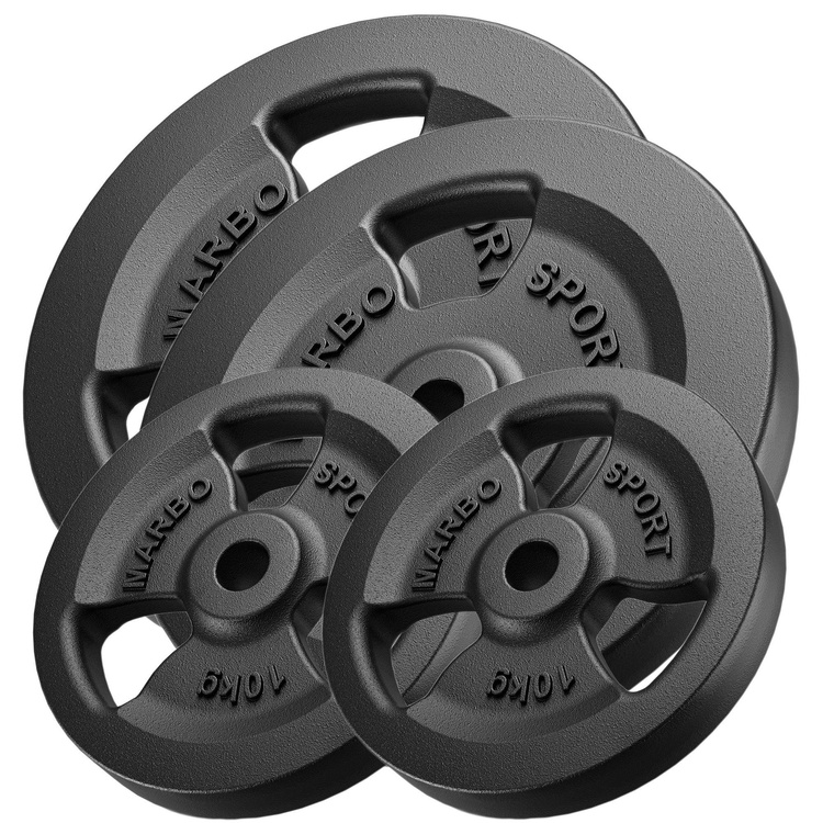 Ensemble de poids en fonte Tri-grip ø30 / 31 mm | 60 kg / 2 x 20 kg + 2 x 10 kg - Marbo Sport