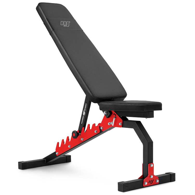 Ensemble MH8_155KG_KIER | Banc de musculation MH-L114 + supports pour barres MH-S204 + kit de barres d'haltères renforcées et de disques pour la musculation de 113 kg - Marbo Sport
