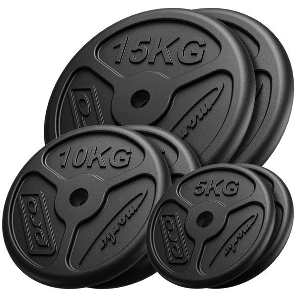 Ensemble de poids en fonte Slim ø30 / 31 mm | 60 kg / 2 x 15 kg + 2 x 10 kg + 2 x 5 kg - Marbo Sport