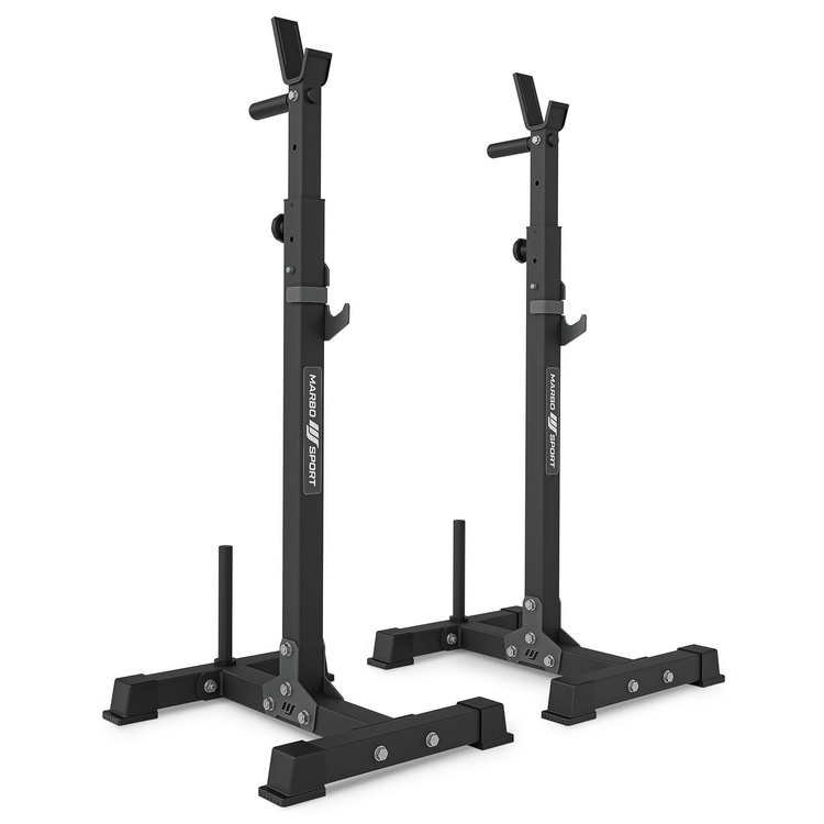 Set MS34_2.0_113KG | banc double face + supports d'haltères multi-niveaux (2 pièces) avec assistance + kit de barres d'haltères renforcées et de disques pour la musculation de 113 kg - Marbo Sport