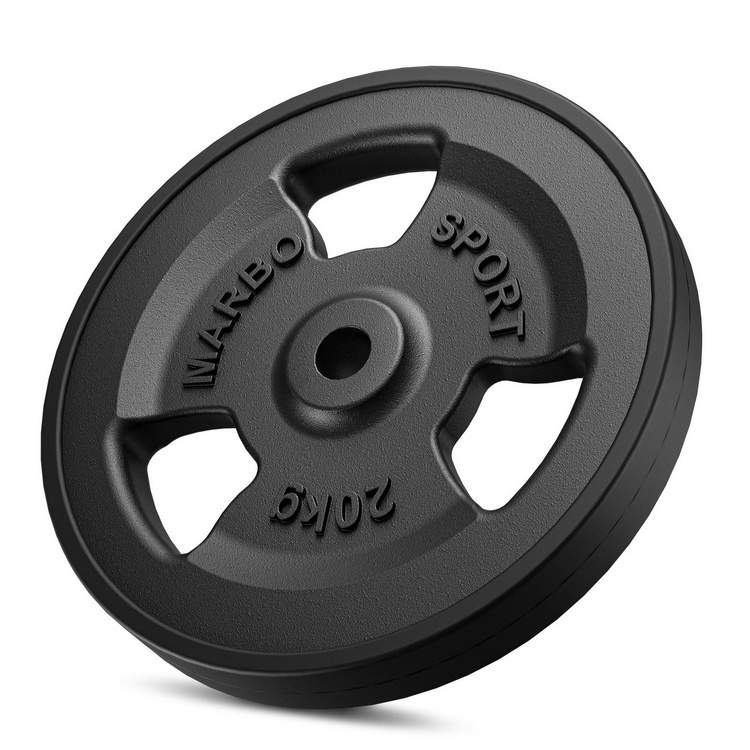 Ensemble de poids en fonte caoutchoutés Tri-grip ø30 / 31 mm | 60 kg 2 x 20 kg + 2 x 10 kg - Marbo Sport