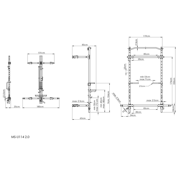 Power Rack pliable MS-U114 2.0 - Marbo Sport