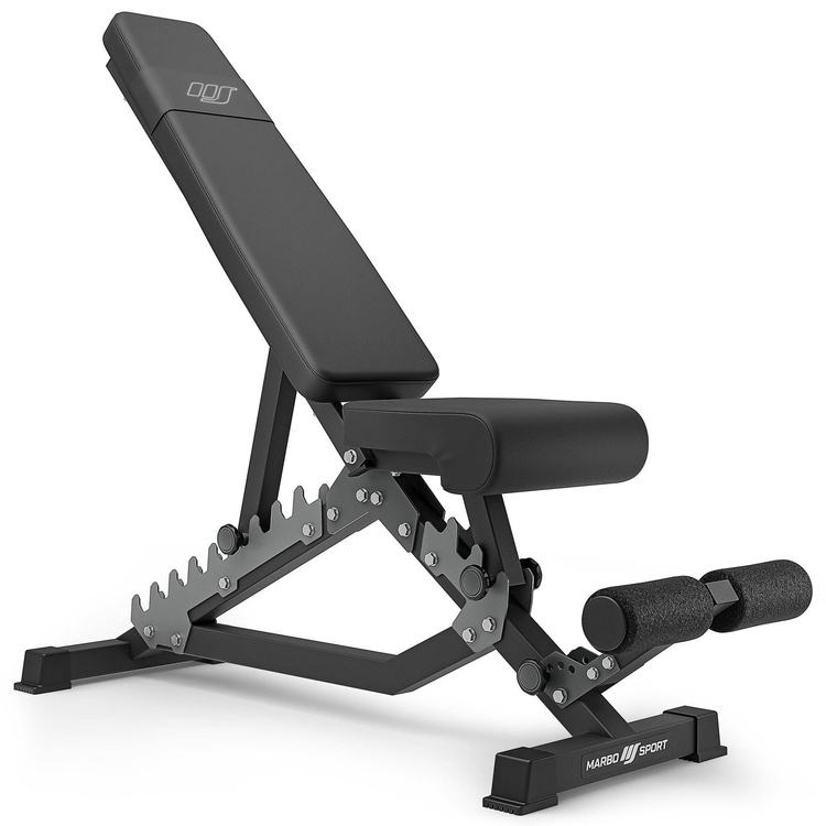 Set MS2_2.0_83KG_G | banc double face + supports réglables + Kit de barres d'haltères renforcées et de disques caoutchoutés pour la musculation de 83 kg - Marbo Sport