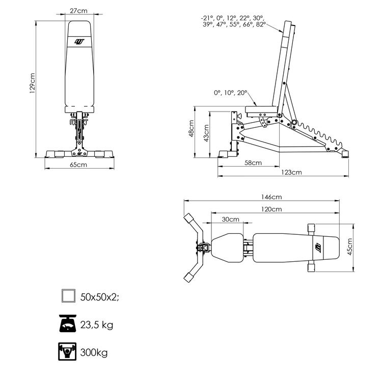 Banc d'entraînement double face réglable MS-L102 2.0 - Marbo Sport