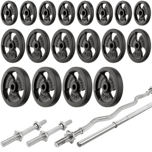 Ensemble MH7_140KG_KIER | Banc de musculation MH-L114 + supports pour barres MH-S201 + kit de barres d'haltères renforcées et de disques pour la musculation de 113 kg - Marbo Sport