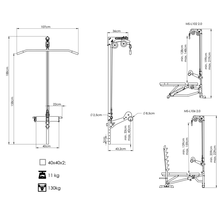Station Poulie Haute et Basse MS-W102 2.0 - Marbo Sport