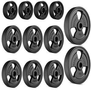 Ensemble de poids en fonte caoutchoutés Tri-grip ø30 / 31 mm | 29 kg / 2 x 5 kg + 6 x 2,5 kg + 4 x 1 kg - Marbo Sport