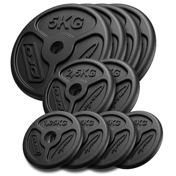 Ensemble de poids en fonte Slim ø30 / 31 mm | 30 kg / 4 x 1,25 kg, 2 x 2,5 kg, 4 x 5 kg - Marbo Sport