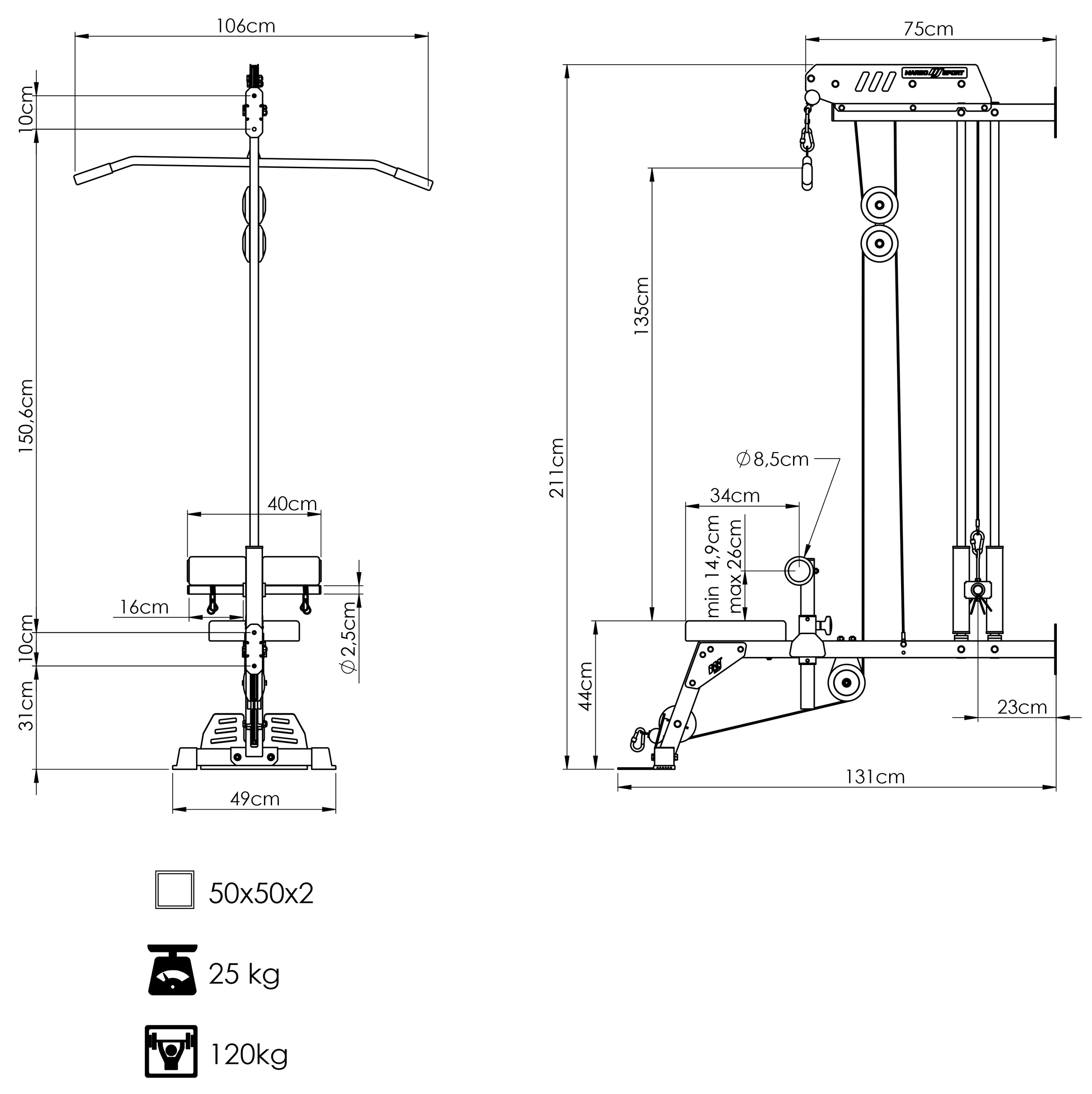 MS-W104 2.0 – Station de poulie murale pour un entraînement de force compact et performant
