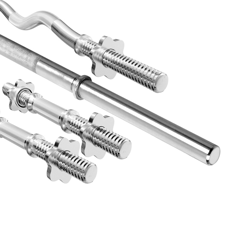 Kit de barres d'haltères renforcées et de disques caoutchoutés pour la musculation de 113 kg