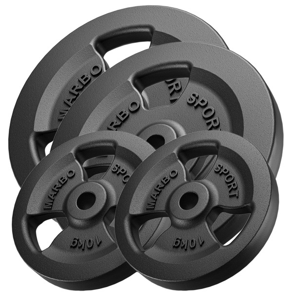 Ensemble de poids en fonte Tri-grip ø30 / 31 mm | 60 kg / 2 x 20 kg + 2 x 10 kg - Marbo Sport