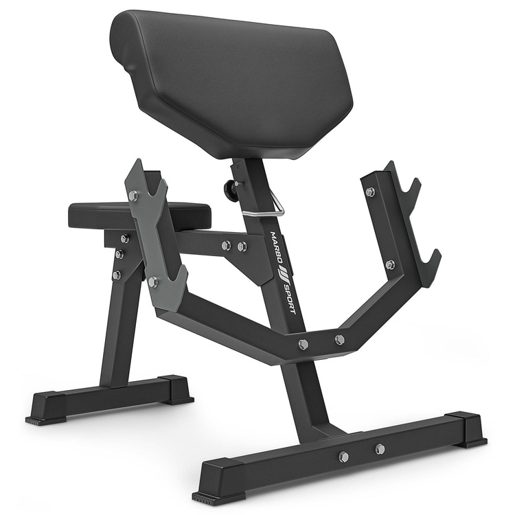 Set MS5_2.0_83KG_G | banc double face + supports réglables + Banc Scott avec support réglable + Kit de barres d'haltères renforcées et de disques caoutchoutés pour la musculation de 83 kg - Marbo Sport