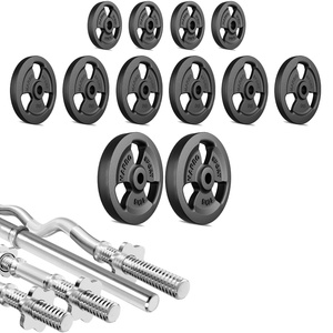 Kit de barres d’haltères renforcées et de disques pour la musculation de 83 kg